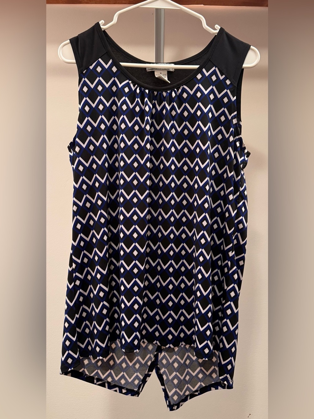 Vintage Suzie Blue & Black Geometric Tank Top